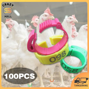 100 pcs Gelang Kaki Ayam Cincin Kaki Ayam Adjustable Cincin Kaki Ditarik Cincin Kaki Unggas Tanda Unggas Gesper