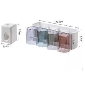 HTF. 2cup/4cup Toothbrush holder with toothpaste dispenser squeeze toothpaste Storage