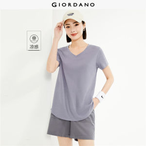Giordano Women Ice cooling v-neck short sleeve tee Free Shipping 05324419