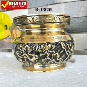 Hiolo Kuningan Tempat Bakar Dupa Kemenyan Motif Naga Besar 1 pcs Tempat Dupa Bokor Kuningan