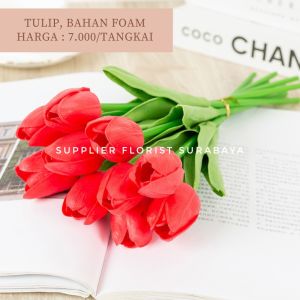 SFS - BUNGA TULIP ARTIFICIAL BAHAN FOAM LATEX REAL TOUCH TULIP FOAM HIASAN RUMAH RUANG TAMU