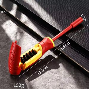 JBMBHC Insulated Screwdriver With Hidden Bit Storage Mag-netic Quick Change 1000V Safety Electrician Tool Set Multi Bit Driver For Auto Repair