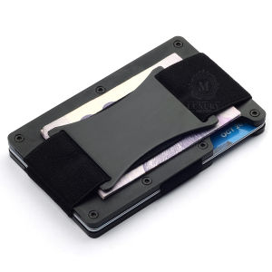 DIY Name Card Holder RFlD Blocking Wallet Cash Strap Money Clip Aluminum with Ribbon and Box Gift