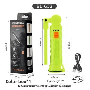 WAPKTY LED Flashlight Rechargeable with Hook Handheld Searchlight Professional Waterproof Work Light For Night Work Outdoor Camping