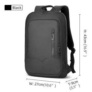 HK Slim Business Backpack for Men Multifunction Travel Backpack Waterproof 15.6 Inch Laptop Bag for Work With USB Charging Port School Bag