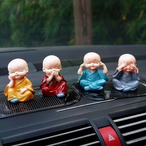 Bộ 4 Tượng Chú Tiểu Tứ Không Để Taplo Trang Trí Xe Ô Tô Bàn Làm Việc Bàn Học