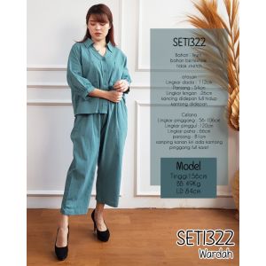 Mihar store / COD 1322 - Setelan wanita kemeja dan celana panjang line polos / One set linen daily casual terbaru kekinian