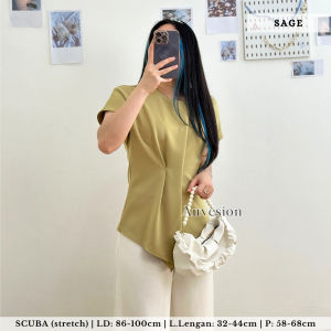 4406 jihyo slate scuba blouse kerja blouse kasual