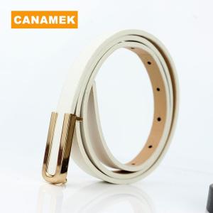【CANAMEK】 Women Waist Belts Minimalist Pin Buckle PU Leather Thin Belt Female Waistband For Jeans Dresses Pants