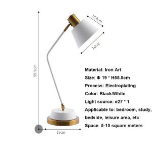 Metal Office Desk Light Luxury Villa Decoration Desk Lamp Without Flickering Eye Protection Fixtures