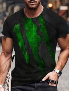 Fashion Mens Summer Short-Sleeved T-Shirts 3D Colorful Scratch Graphic Tees Casual Streetwear American Retro Tshirts for Men