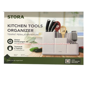 Stora Kitchen Tools Organizer Tempat Peralatan Masak 3side Mudah Dibersihkan Dilengkapi 2 Talenan