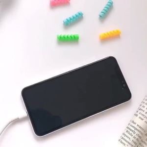 20pcs Spiral Silicone Data Cable Case Elastic Anti-breaking Winder Universal Charging Cable Protection Multi-color Classification Logo
