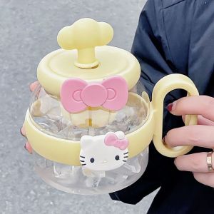 Dễ thương đám mây hình Hello Kitty chai nước có rơm cốc xách tay sức chứa lớn cho phụ nữ hoàn hảo cho văn phòng và sử dụng ngoài trời