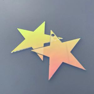 Star Shape Colorful Plexiglass Iridescent Acylic Stars With Hole For DIY KeychainCraftingPendantHome DecorationGift
