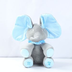 Singing Peek-a-boo Elephant Plush Toy Soothing Doll Musical Baby Figurine Baby Interactive Toy
