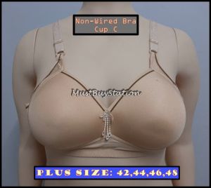 MBS Q1 Plus Size 42 - 48 Women Polyester Smooth Extra Biggest Full Coverage Cup C Bra (Non-Wired Bra)