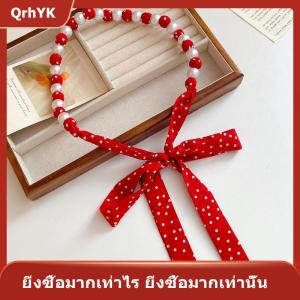 【QrhYK】 ผ้าพันคอผ้าไหมยาวลายจุดวินเทจแฟชั่นห่วงโซ่เอวไข่มุกแฟชั่นดีไซน์หรูหราเข็มขัดสวยงามเสื้อผ้าที่สวยงาม
