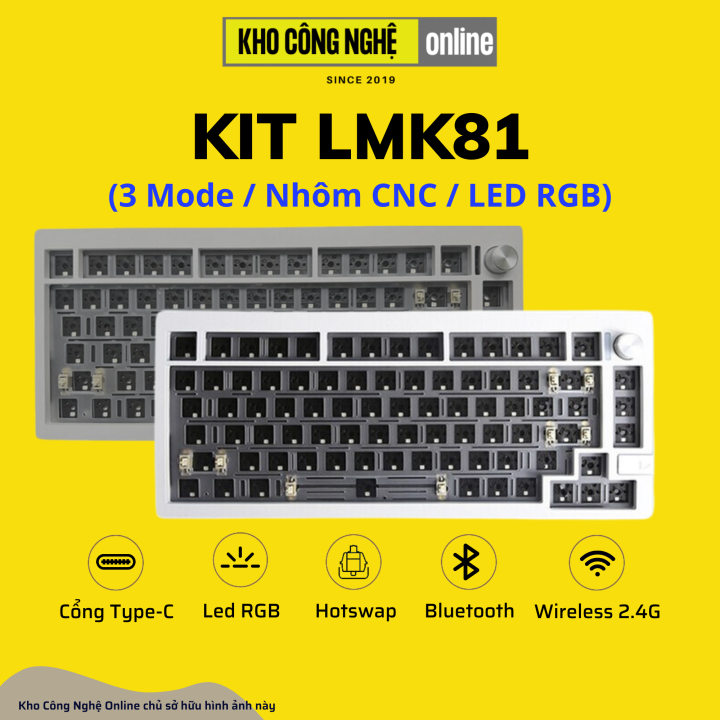 Kit LMK81 - Kit Bàn phím cơ LMK81 RGB mạch xuôi kết nối 3 chế độ (Nhôm ...