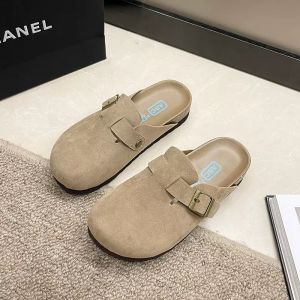 New Ready Stock Thick Bottom Half Dragged Womens Retro Baotou Slippers with Increased Inner Height