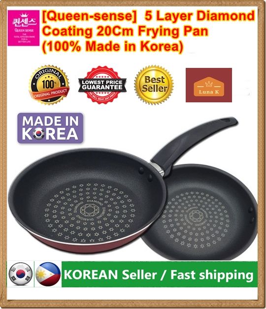[Queen-sense Korea] 5 Layer Diamond Coating 20Cm Frying Pan (100% Made ...