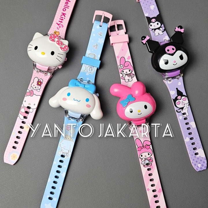 Jam Tangan Anak-Anak Lucu Hello Kitty Musik Bercahaya Jam Tangan