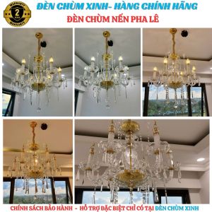 [ ĐÈN CHÙM XINH ] Đèn chùm nến pha lê ĐCX-553 chính hãng trang trí phòng khách trung tâm tiệc cưới