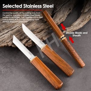 Japanese Fruit Double Knife Non-Control Stainless Steel Knife Fruit Sushi Outdoor Slicing Knife