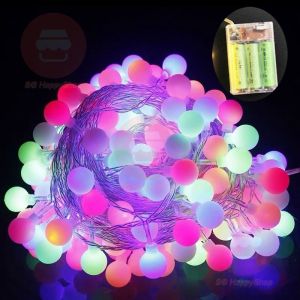 Lampu Lap Lip Raya 10M 80LED Crystal Ball String Lights LED Fairy Light USB & Battery Operated For Hari Raya Decoration