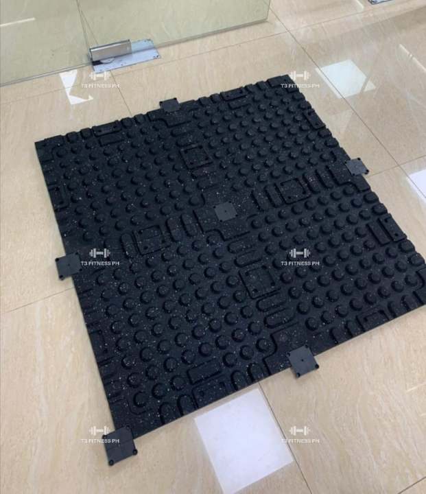 1 piece T3F High Density Laminated Rubber Mat Gym Floor Indoor Outdoor 50 x 50 x 2 cm. Free 5 clips per 4pcs mats. Lazada PH