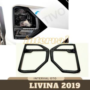Garnish Lampu Depan Mobil All New Livina 2019 Garnis Cover Carbon