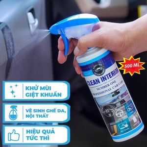 Chai Dung Dịch Xịt Vệ Sinh Nội Ngoại Thất Ô Tô CLEAN INTERIOR 500ml Làm Sạch Khử Mùi Kính Ghế