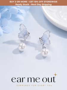 [SG] Butterfly Pearl Drop Earrings | 925   Pin Earrings | Elegant Butterfly Earrings | Pearl Dangle Earrings | ear me out (EMO-61)