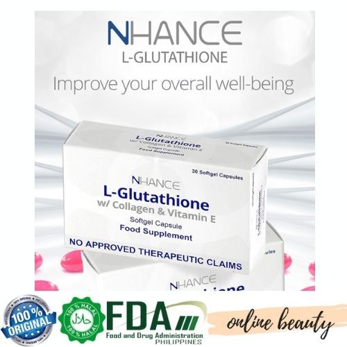 nhance l glutathione with collagen review Nhance L-Glutathione w/ collagen & Vitamin E softgel 30 capsule