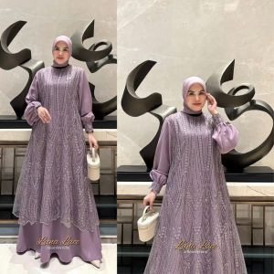 MH/Lunna Lace Ceruty Brukat Dress lebaran terbaru Dress kondangan remaja Dress wanita Gamis terbaru