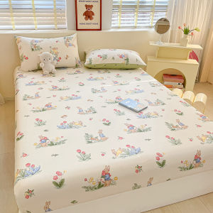 Abraca Dabra Flower style 100% Cotton Fitted Bedsheet With Rubber height 25cm Single /Super SIngle / Queen / King Size Bedsheet Pillow case