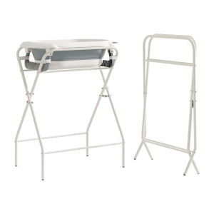 All-in-one Foldable Baby Bath Tub with Stand Ergonomic Non-Slip Changing Table Combo Baby Shower Gift