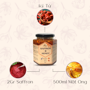 Saffron ngâm mật ong kỷ tử BeeBeauty chính hãng nhụy hoa nghệ tây mật ong nguyên chất thượng hạng 200ml 500ml