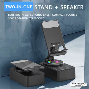 Bluetooth Speaker With Phone Stand 5 In 1 Mobile Phone Holder 360º Rotating Phone Stand With 9D Sound Anti-Slip Base