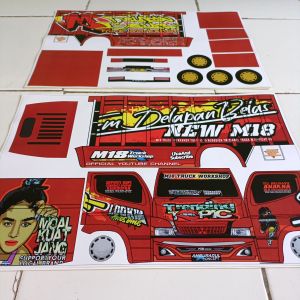 Pola stiker mobilan miniatur truk oleng Trending topik ukuran besar 2 lembar