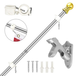 1.8M/6ft Stainless Steel Flag Pole With Base Wall Mounted Organizer Flag Pole Set