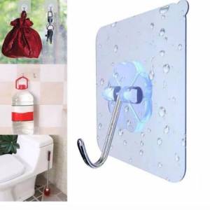 Gantungan tempel transparan Gantungan Hook serbaguna dapur keramik Magic Hanger 1 kail Tempelan dinding gantungan bening barang Baju Termurah Mejik hanger Hook Gantung Panci alat dapur Pakaian Kaos Celana Murah 1PC Praktis