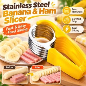 Stainless Steel Banana Slicer Ham Slicer Durable Kitchen Cutter Easy Clean Fruit Meat Slicer Food Prep Tool