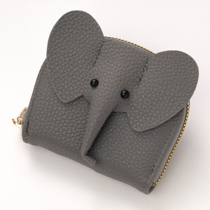 Minwen Business Card Holder Female Cow Leather Credit Card Wallet Elephant Pattern Zipper Change Small Bag Women Bank Credit Card Case