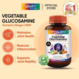 Holistic Way Joint Food Vegetable Glucosamine with Turmeric Ginger & MSM – Reduces Inflammation Supports Joint Mobility & Cartilage Health — Vegan (120 Vegetarian Capsules per bottle)
