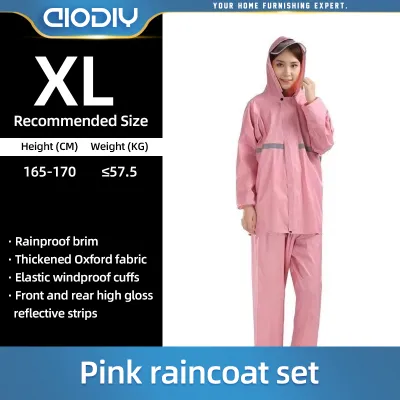 AIODIY Raincoat motorcycle Waterproof for men adult reflective strip Rainstorm with transparent faceshield Thickening Split Type Rain Pants