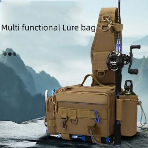 SERAPHYXO Waist Fanny Multi functional Lure bag Waterproof Crossbody Fishing Lure Backpack Hiking Climbing with Rod Holder Fishing Rod Lure Bag Outdoor Camping