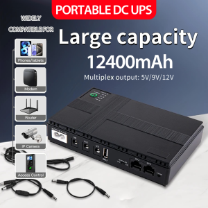 Expose UPS Power Supply Mini 12400mAh for wifi Router modem powerbank For Security Camera CCTV battery DC power
