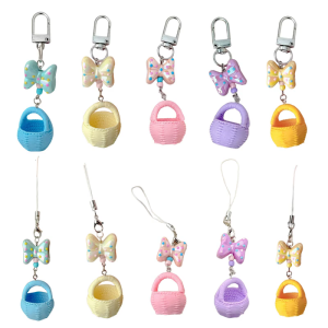 Stylish Bowknot Resin Keychain Beaded Phone Chain Phone Strap Phone Lanyard Resin Texture Perfect for Everyday Use