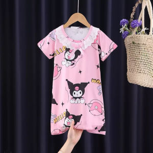 Pijama Kanak-Kanak Baju Tidur Kartun Kuromi Budak Kids Pajamas Dress Cartoon Kuromi Toddler Princess Sleepwear睡衣短袖睡裙库洛米